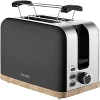 Concept ELWOOD TE2016 Toaster 2-Scheiben 950W Edelstahl schwarz mit Krümelfach und Aufwärmfunktion