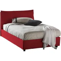 Talamo Italia Quadratisches und halbes Bett Claudia, Containerbett mit Stoffbespannung, 100% Italy, Frontöffnung, passend für Matratze 120x200 cm, Rot