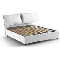 Talamo Italia Doppelbett Deborah, Containerbett mit Stoffbespannung, 100% Italy, Frontöffnung, passend für Matratze 160x190 cm, Weiß