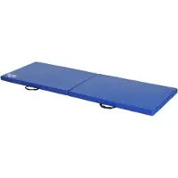 HOMCOM Gymnastikmatte Yoga Pilates Fitness faltbar tragbar großer Komfort 180L x 60B x 5H cm blaue Synthetikbeschichtung