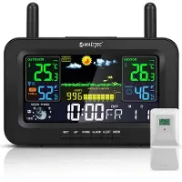 Maltec Funk-Wetterstation Thermometer Barometer Drahtlose externer Wettersensor Druck Alarm