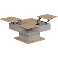 Vicco Couchtisch Movira Beige 80 x 45 cm mit Staufächern, Model 59129