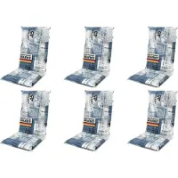 Gardissimo 6x 2112 Hochlehner Gartenstuhl Auflagen 120x50x8cm blau
