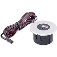 Kalb Material für Möbel Einbau USB-Hub 2 in 1 Silbergrau USB und USB-C, silbergrau, Steckdose für Smartphone, Tablet, E-Reader Möbeleinbau 12V silbergrau