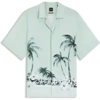 BOSS für Herren. 50559632 Hemd Regular fit mit türkisem Aufdruck (XL), Lässig, Viskose, Kurzarm