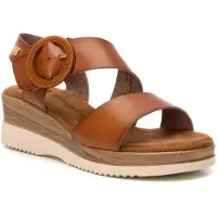 Xti für Damen. 14394401-CAMEL Sandalen 143944 braun (38), 3 bis 5 cm, Schnalle, Lässig