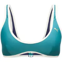 Puma Crop-Bikini-Top , Damen, Gr. M, N-Gr, grün (emerald ice), Microfaser, Obermaterial: 82% Polyester, 18% Elasthan, Bikini-Oberteile Crop-Bikini-Top, mit Kontrastnähten