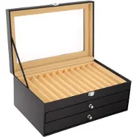 Easybuy 3-stufiger Stiftsammler Schwarz 36 Stifte-Display-Box, Stifte-Organizer mit Schubladen