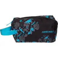 Mojang Minecraft Schulmäppchen/Federmappe/Etui - Schwarz/Blau - Offiziell lizenziert - Für Kinder, Fans, Jungen, Mädchen - 12x20x9,5 cm - Polyester