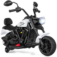 Costway 6 V Kinder Motorrad Elektro, Kindermotorrad mit Scheinwerfer, Rückspiegel, 2 Stützrädern, Musik&Licht, 2,4 km/h, für Kinder ab 18 Monaten Weiß