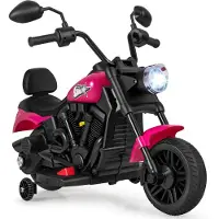Costway 6 V Kinder Motorrad Elektro, Kindermotorrad mit Scheinwerfer, Rückspiegel, 2 Stützrädern, Musik&Licht, 2,4 km/h, für Kinder ab 18 Monaten Rosa