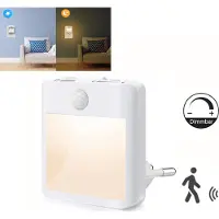 Rosikey LED Nachtlicht Steckdose Dimmbar mit Dämmerungssensor und Bewegungsmelder Gering Stromverbrauch Schlafzimmer Wohnzimmer Flur Keller Treppe,Warmweiß
