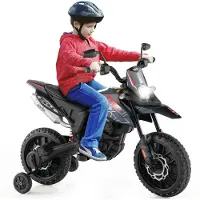 Costway Aprilia Elektro Motorrad Kinder, 12V Kindermotorrad mit Stützrädern & Musik & Scheinwerfer, für Kinder 3 - 8 Jahren (Blau)
