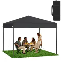 XMTECH Faltpavillon Pop-Up Pavillon 3x3 m, Wasserdicht & UV-Schutz, Ein-Knopf-Schnellaufbau, 3-fach höhenverstellbar, Anthrazit (ohne Seitenwände)