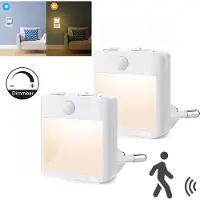 Rosikey 2 Stück LED Nachtlicht Steckdose Dimmbar Dämmerungssensor Bewegungsmelder Gering Stromverbrauch Schlafzimmer Wohnzimmer Flur Keller Treppe,Warmweiß