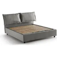 Talamo Italia Doppelbett Deborah, Containerbett mit Stoffbespannung, 100% Italy, Frontöffnung, passend für Matratze 160x190 cm, Grau