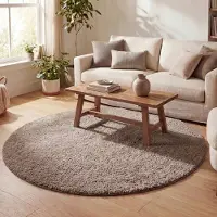 NATURL. Teppich Hochflor Rund - Lofty Taupe Ø 200 cm
