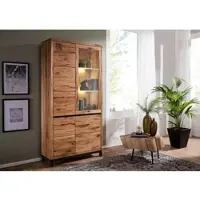 MASSIVMOEBEL24.DE Vitrine Wildeiche 103x40x205 natur geölt VILLANDERS #101