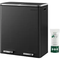 Songmics Mülleimer Mülltrennsystem, mit 2 Fächern, 2 x 30 L, Küche