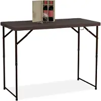 Relaxdays Gartentisch klappbar, HBT: 74x120x60 cm, Kunststoff, Stahl, höhenverstellbar, 6 Personen, Campingtisch, braun