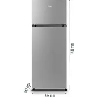 Gorenje Freistehend Kühlschrank/Gefrierschrank, 143.6 x 55.4 x 54.2 cm, Edelstahl, 206 l, N-T, 2 kg/24h, D, Fresh Zone Fach, Grau, Metallisch