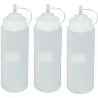 GVK 3 Stück transparente Quetschflaschen 1 Liter Dosierflasche Spenderflasche Dressingflasche