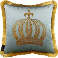 Harald Glööckler Luxus Deko Kissen Pompöös by Casa Padrino Helltürkis / Gold Krone mit Strass Steinen - Glööckler Kissen