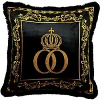 Harald Glööckler Luxus Deko Barock Kissen Pompöös by Casa Padrino Schwarz / Gold / Schwarz Krone Deluxe mit Strass Steinen - Glööckler Kissen AAA