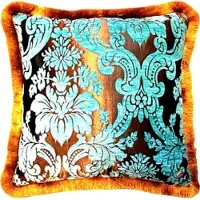 Harald Glööckler Luxus Kissen Pompöös by Casa Padrino von Elegance Collection Barock Muster Türkis / Gold 50 x 50 cm - Luxuskissen
