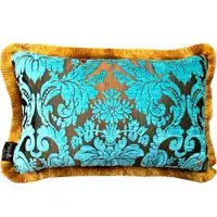 Harald Glööckler Luxus Kissen Pompöös by Casa Padrino von Elegance Collection Barock Muster Türkis / Gold 35 x 55 cm - Luxuskissen