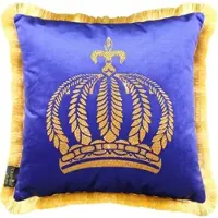 Harald Glööckler Luxus Deko Kissen Pompöös by Casa Padrino Blau / Gold Krone mit Strass Steinen - Glööckler Kissen