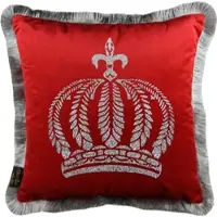 Harald Glööckler Luxus Deko Kissen Pompöös by Casa Padrino Rot / Silber Krone mit Strass Steinen - Glööckler Kissen
