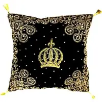 Harald Glööckler Luxus Barock Deko Kissen Pompöös by Casa Padrino Schwarz / Gold Krone aufwendig verziert mit Pailletten und Glitzersteinen