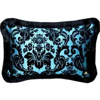 Harald Glööckler Luxus Kissen Pompöös by Casa Padrino von Elegance Collection Barock Muster Schwarz / Türkis 35 x 55 cm - Luxuskissen
