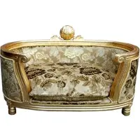 Harald Glööckler Pompöös by Casa Padrino Luxus Barock Hunde & Katzenbett Gold Bouquet Muster / Gold von