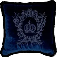 Harald Glööckler Luxus Deko Kissen Pompöös by Casa Padrino Dunkelblau / Schwarz - Glööckler Kissen - Designer Zierkissen - Designer Deko Accessoires - Luxus Qualität
