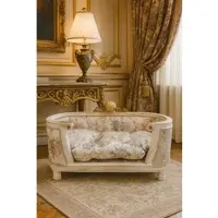 Harald Glööckler Pompöös by Casa Padrino Luxus Barock Hunde & Katzenbett Provence Silber / Antik Weiß
