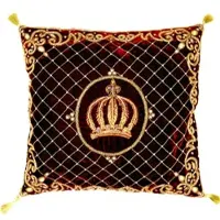 Harald Glööckler Luxus Barock Deko Kissen Pompöös by Casa Padrino Krone Bordeaux / Gold aufwendig verziert mit Pailletten und Glitzersteinen