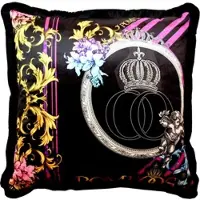 Harald Glööckler Riesiges XXL Luxus Barock Kissen Purple / Black Pompöös by Casa Padrino von 80 x 80 cm mit funkelnden Glitzersteinen