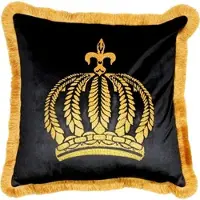 Harald Glööckler Luxus Deko Kissen Pompöös by Casa Padrino Schwarz / Gold Krone mit Strass Steinen - Glööckler Kissen AAA
