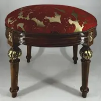 Harald Glööckler Pompöös by Casa Padrino Luxus Barock Sitzhocker Rund Gold / Rot Muster / Braun / Gold