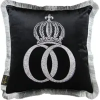 Harald Glööckler Luxus Deko Kissen Pompöös by Casa Padrino Schwarz / Silber Krone mit Strass Steinen - Glööckler Kissen Designer