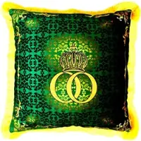 Harald Glööckler Luxus Deko Kissen Pompöös by Casa Padrino Barock Muster Grün / Gold 50 x 50 cm - Glööckler Kissen mit Glitzersteinen