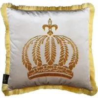 Harald Glööckler Luxus Deko Kissen Pompöös by Casa Padrino Creme / Gold Krone mit Strass Steinen - Glööckler Kissen