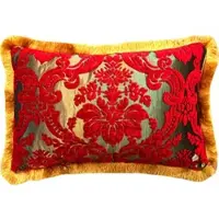 Harald Glööckler Luxus Kissen Pompöös by Casa Padrino von Elegance Collection Barock Muster Rot / Gold 35 x 55 cm - Luxuskissen