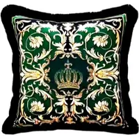 Harald Glööckler Luxus Deko Kissen Pompöös by Casa Padrino Grün / Schwarz / Gold 50 x 50 cm - Glööckler Kissen mit Glitzersteinen