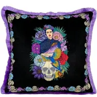 Casa Padrino Luxus Deko Kissen mit Strass Steinen Bunt / Schwarz / Lila