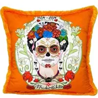 Casa Padrino Luxus Deko Kissen mit Strass Steinen Orange / Bunt