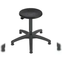 Proregal Drehhocker Atlanta, Sitzhöhe 46-64cm, Tragfähigkeit 110kg, Polyurethane-Sitz, Kunststof-Fußkreuz, Gleiter, Hebelauslösung, Schwarz