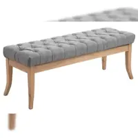 DELUKE Sitzbank CANNES Stoff Grau 120x38x46cm Hellbraun Sitzbank Flur Sitzhocker Esszimmerbank Polsterbank Schlafzimmer